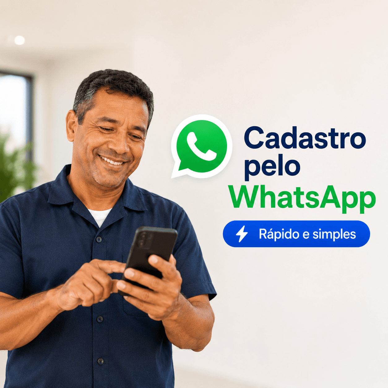 Profissional realizando seu cadastro de oportunidades pelo WhatsApp